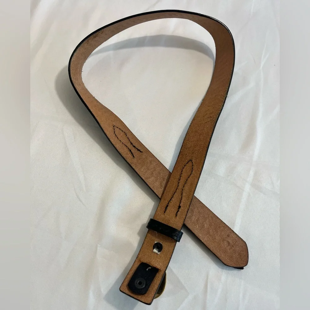 Dutyman Basketweave Belt 40 Black Tooled Leather Gold Brass Buckle 1721